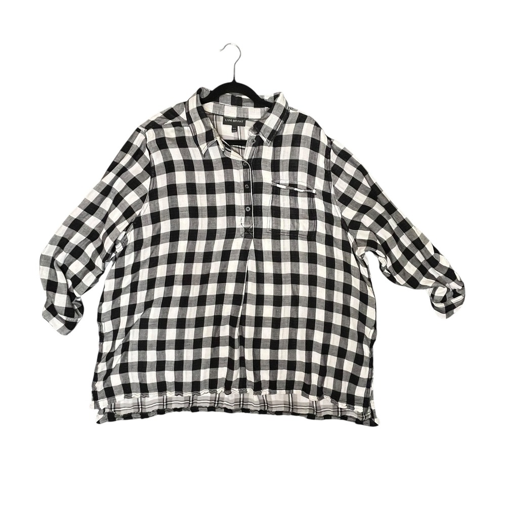 Lane Bryant Size 22/24 Buffalo Plaid Shirt 22/24 Top Casual 1/4 Button Tunic‎
